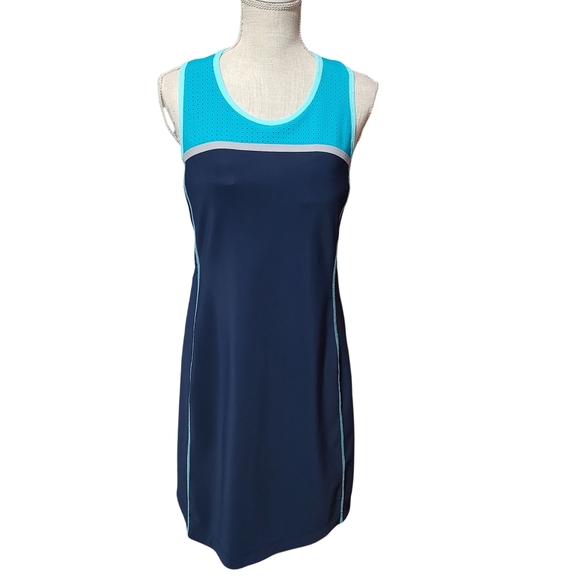 Title nine Dresses & Skirts - TITLE NINE Athletic Dress Womens Medium Navy Blue Aqua Sleeveless Racerback